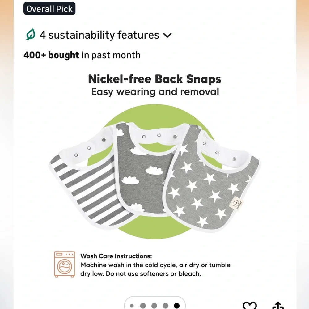 NWOT! Keababies 8-Pack Organic Bibs, 0-24 Months, Grayscale (3 extra included)